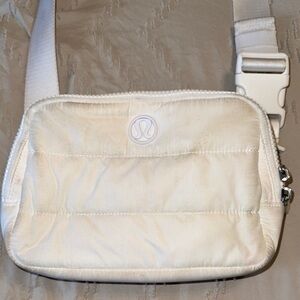 lululemon athletica White Crossbody Bag with Adjustable Strap and Zipper Closure